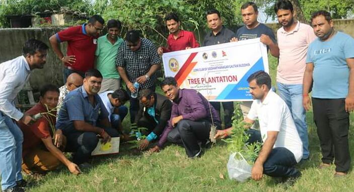 नेपाल : सिद्धार्थनगर लायन्स क्लब गौतमबुद्ध द्वारा भैरहवा में किया गया वृक्षारोपण