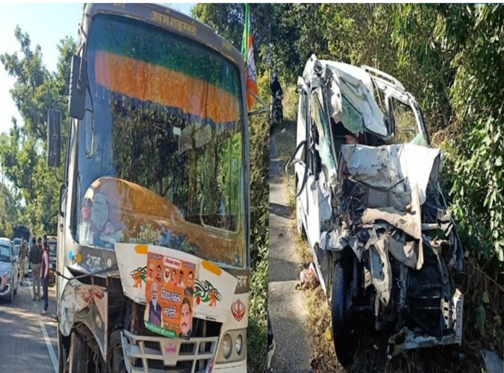 भाजपा की रैली में जा रहे कार्यकर्ताओं के बस पर हमला