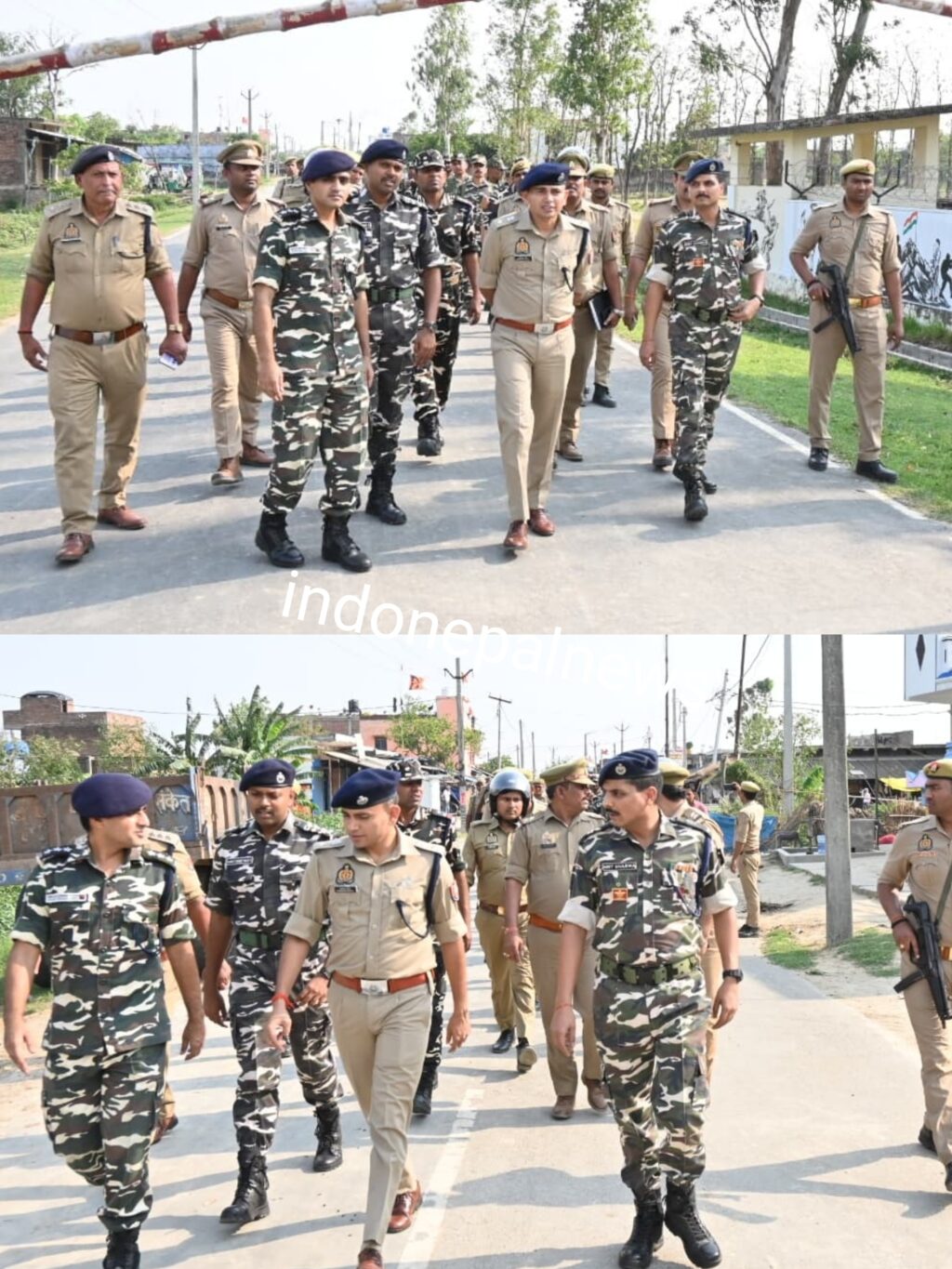 सुरक्षा व्यवस्था के मद्देनज़र खनुवा बॉर्डर पर एसपी सोमेंद्र मीना ने किया पैदल मार्च