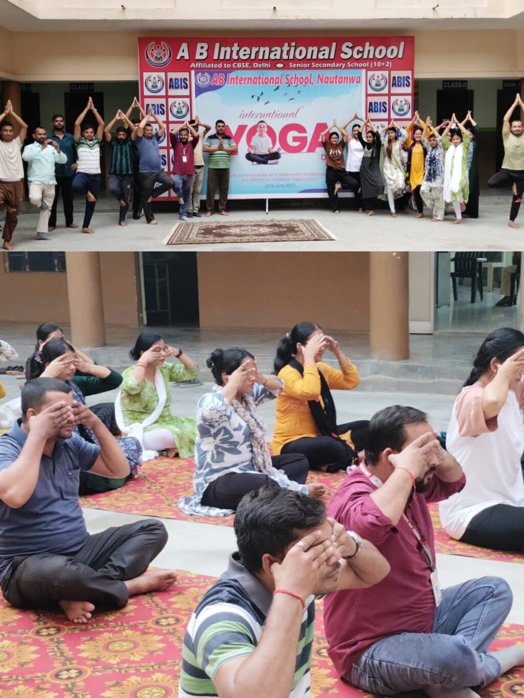 नौतनवा के बचपन व ए.बी. इंटरनेशनल स्कूल परिवार ने मनाया योग दिवस