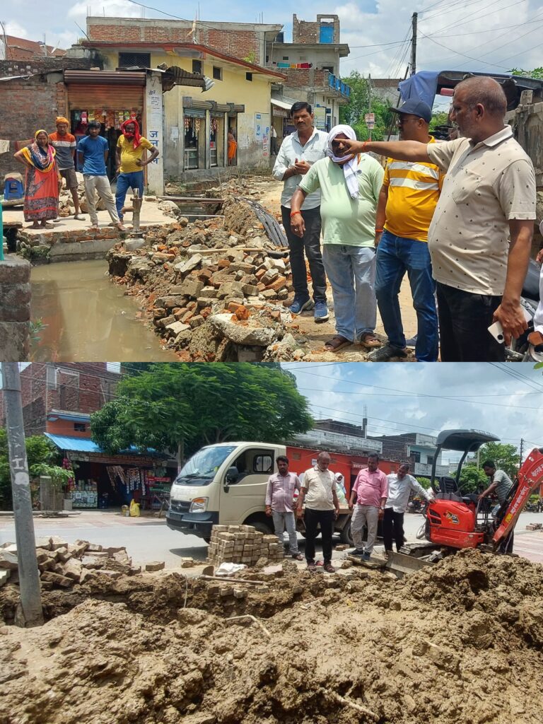 नौतनवा नगर में विकास कार्यों का निरीक्षण, लापरवाही बर्दाश्त नहीं--अध्यक्ष बृजेश मणि त्रिपाठी