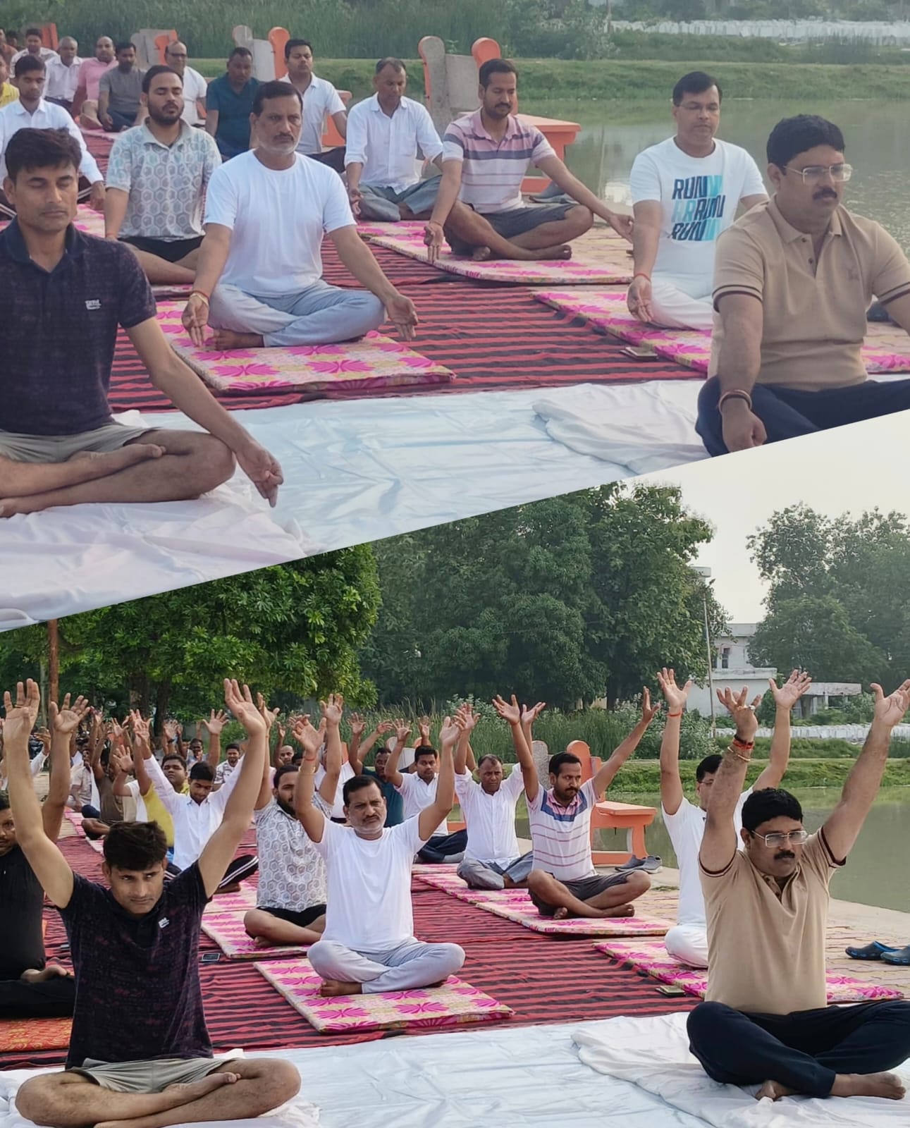 नौतनवा अमृत सरोवर पर गूंजा योग का संदेश, विधायक ऋषि त्रिपाठी ने किया योगाभ्यास