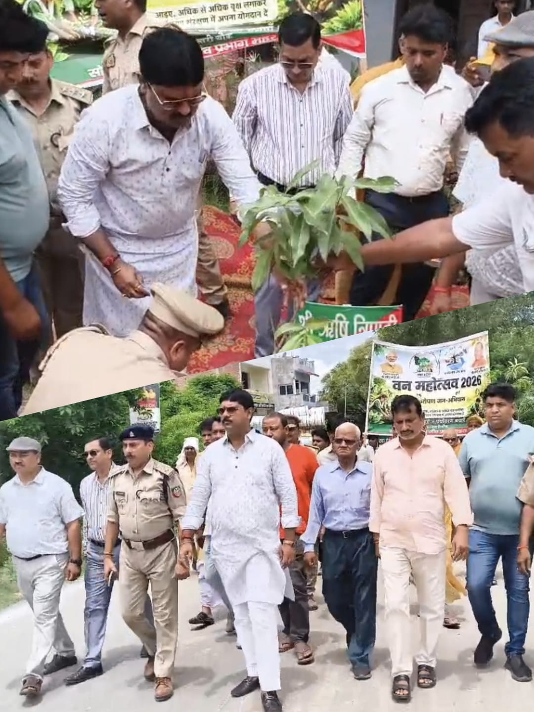 विधायक ऋषि त्रिपाठी के नेतृत्व में ढोल नगाड़े के साथ निकाली गई’वृक्ष बारात’ से गूंजा नौतनवा