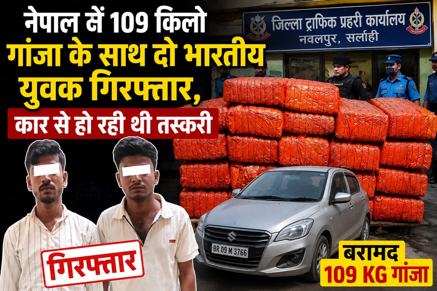 नेपाल में 109 किलो गांजा के साथ दो भारतीय युवक गिरफ्तार, कार से हो रही थी तस्करी