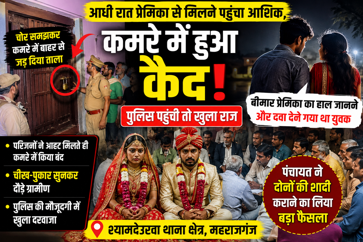 आधी रात प्रेमिका से मिलने पहुंचा आशिक, कमरे में हुआ कैद; पुलिस पहुंची तो खुला राज, पंचायत ने करा दी शादी”