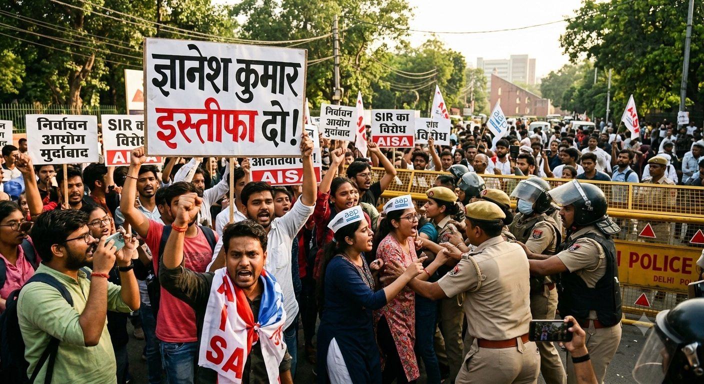 ज्ञानेश कुमार इस्तीफा दो!’: जंतर-मंतर पर बवाल, सड़कों पर उतरे हजारों छात्र-नेता