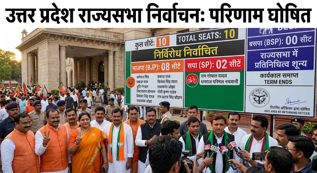 यूपी में बिना चुनाव ही फैसला! राज्यसभा में 8 BJP और 2 सपा प्रत्याशी निर्विरोध जीते, बसपा OUT